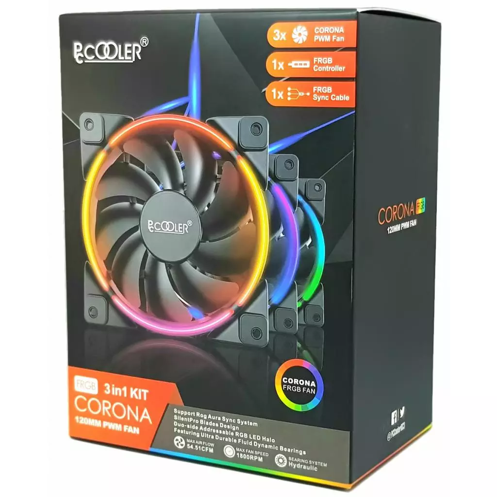 Кулер для корпуса PcСooler CORONA 3-in-1 FRGB KIT - 3 Кулер для корпуса PcСooler CORONA 3-in-1 FRGB KIT - 3