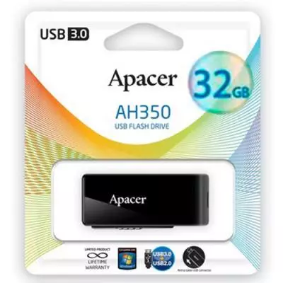 USB флеш накопитель Apacer 32GB AH350 Black RP USB3.0 (AP32GAH350B-1) - 4 USB флеш накопитель Apacer 32GB AH350 Black RP USB3.0 (AP32GAH350B-1) - 4