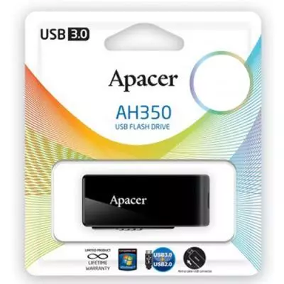 USB флеш накопитель Apacer 64GB AH350 Black RP USB3.0 (AP64GAH350B-1) - 4 USB флеш накопитель Apacer 64GB AH350 Black RP USB3.0 (AP64GAH350B-1) - 4