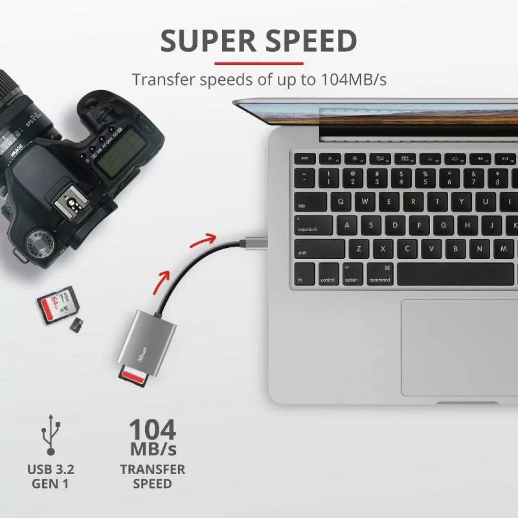 Считыватель флеш-карт Trust Dalyx Fast USB-С Card reader (24136) - 7 Считыватель флеш-карт Trust Dalyx Fast USB-С Card reader (24136) - 7