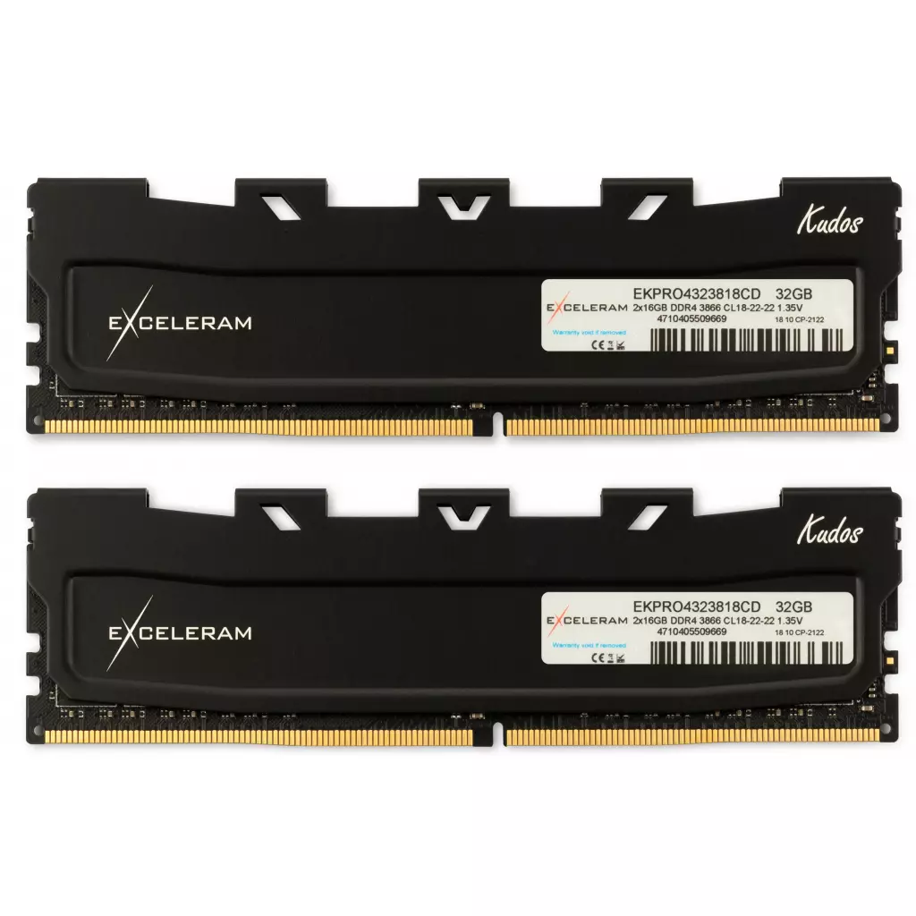 Модуль памяти для компьютера DDR4 32GB (2x16GB) 3866 MHz Black Kudos PRO eXceleram (EKPRO4323818CD)