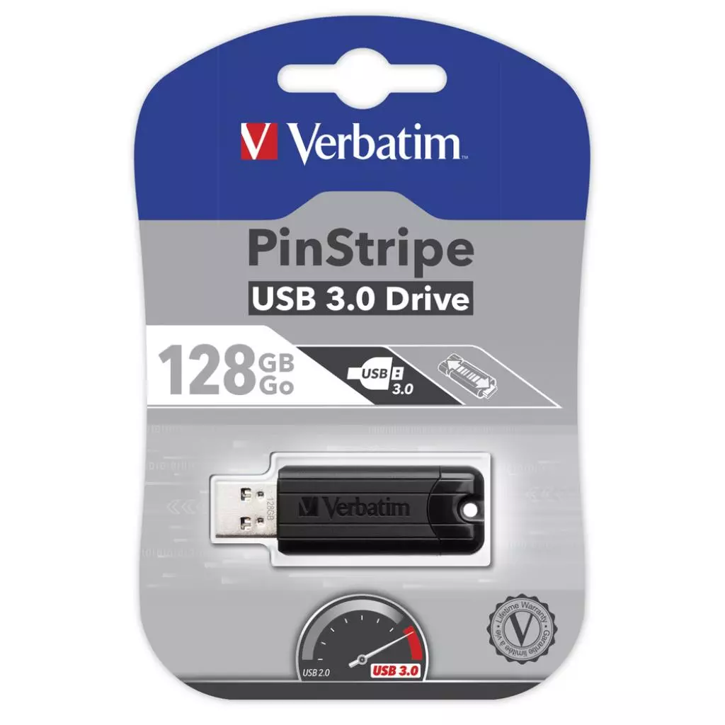 USB флеш накопитель Verbatim 128GB PinStripe Black USB 3.0 (49319) - 4 USB флеш накопитель Verbatim 128GB PinStripe Black USB 3.0 (49319) - 4