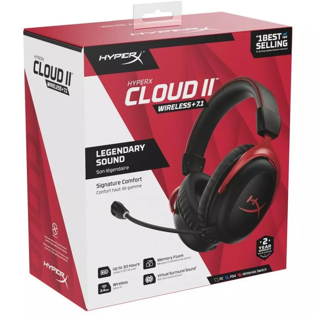 Наушники HyperX Cloud II Wireless Black-red (HHSC2X-BA-RD/G) - 8 Наушники HyperX Cloud II Wireless Black-red (HHSC2X-BA-RD/G) - 8