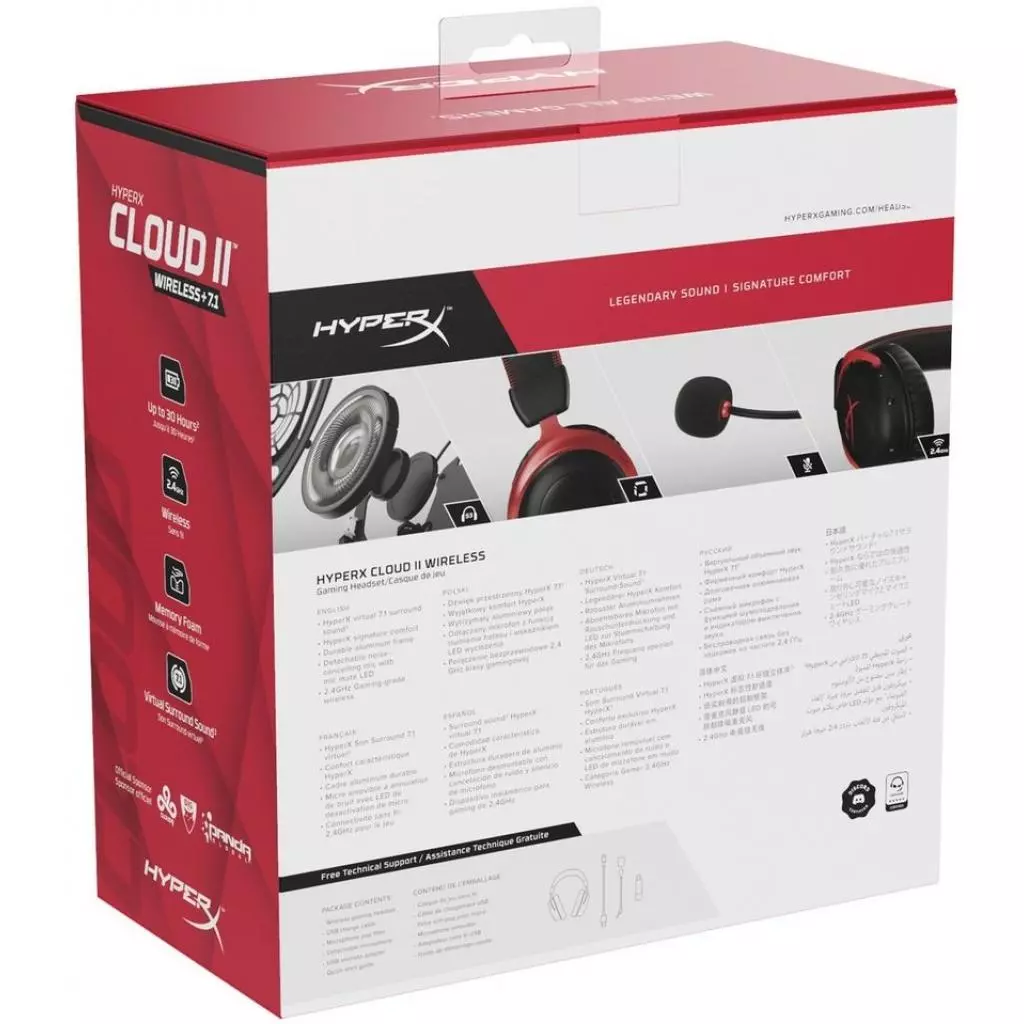 Наушники HyperX Cloud II Wireless Black-red (HHSC2X-BA-RD/G) - 9 Наушники HyperX Cloud II Wireless Black-red (HHSC2X-BA-RD/G) - 9