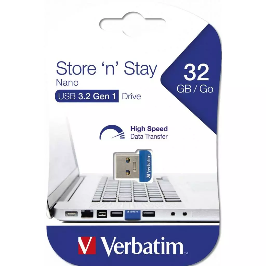 USB флеш накопитель Verbatim 32GB Store 'n' Stay NANO Blue USB 3.0 (98710) - 4 USB флеш накопитель Verbatim 32GB Store 'n' Stay NANO Blue USB 3.0 (98710) - 4