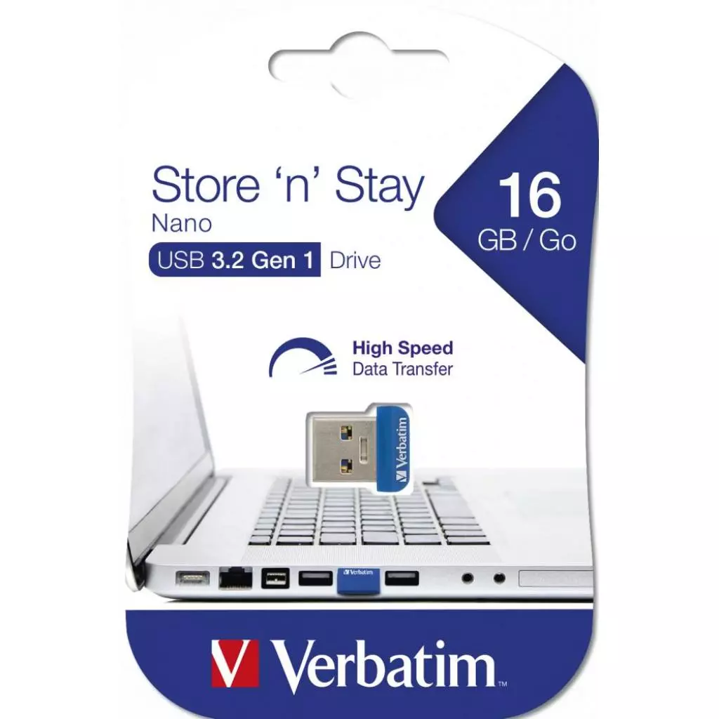 USB флеш накопитель Verbatim 16GB Store 'n' Stay NANO Blue USB 3.0 (98709) - 4 USB флеш накопитель Verbatim 16GB Store 'n' Stay NANO Blue USB 3.0 (98709) - 4