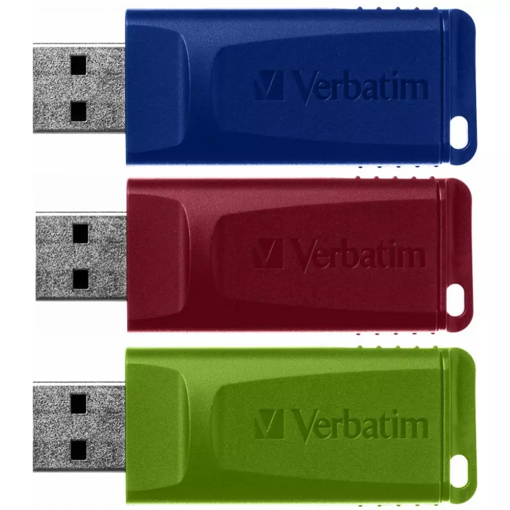 USB флеш накопитель Verbatim 3x16GB Slider Red/Blue/Green USB 2.0 (49326) - 1 USB флеш накопитель Verbatim 3x16GB Slider Red/Blue/Green USB 2.0 (49326) - 1