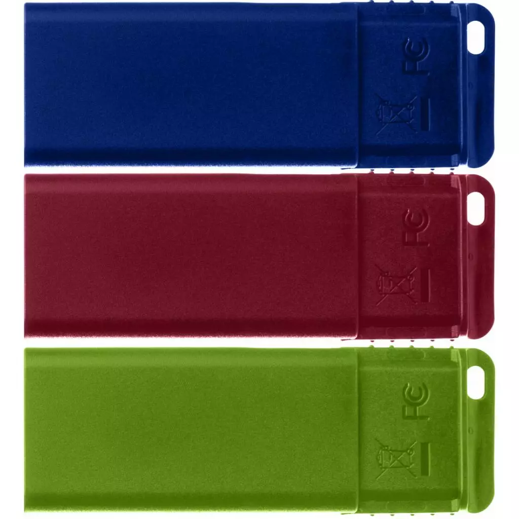USB флеш накопитель Verbatim 3x16GB Slider Red/Blue/Green USB 2.0 (49326) - 3 USB флеш накопитель Verbatim 3x16GB Slider Red/Blue/Green USB 2.0 (49326) - 3