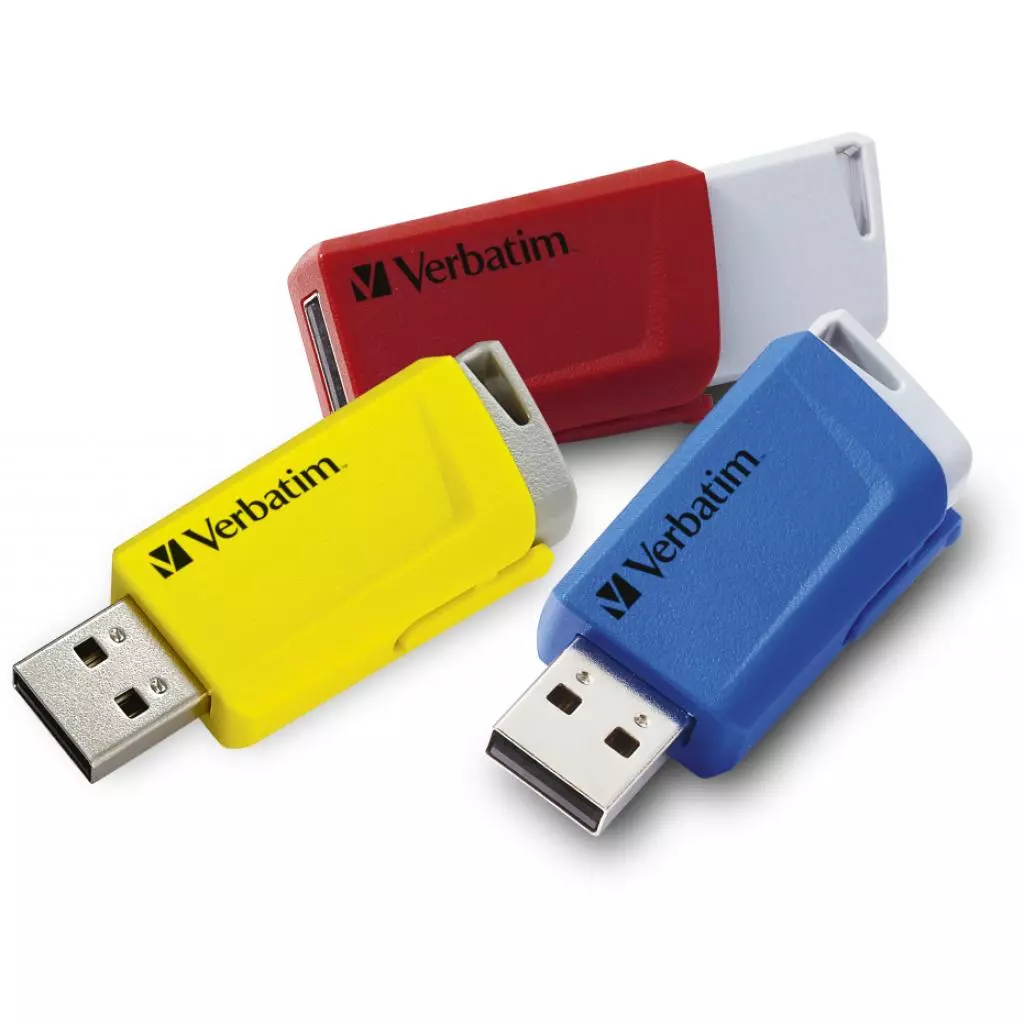 USB флеш накопитель Verbatim 3x16GB Store 'n' Click Red/Blue/Yellow USB 3.2 (49306) - 11 USB флеш накопитель Verbatim 3x16GB Store 'n' Click Red/Blue/Yellow USB 3.2 (49306) - 11