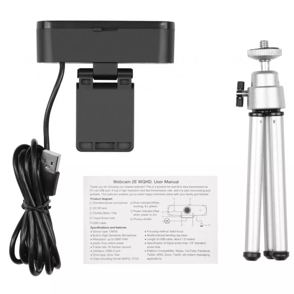 Веб-камера 2E WQHD 2К USB Black (2E-WC2K) - 7 Веб-камера 2E WQHD 2К USB Black (2E-WC2K) - 7