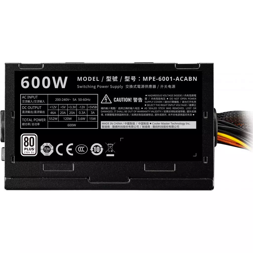 Блок питания CoolerMaster 600W Elite V4 (MPE-6001-ACABN-EU) - 6