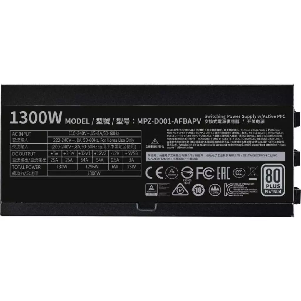 Блок питания CoolerMaster 1300W (MPZ-D001-AFBAPV-EU) - 5 Блок питания CoolerMaster 1300W (MPZ-D001-AFBAPV-EU) - 5