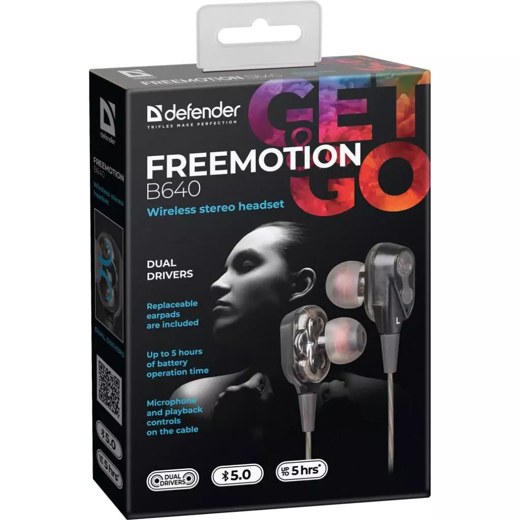 Наушники Defender FreeMotion B640 Bluetooth Black (63641) - 1 Наушники Defender FreeMotion B640 Bluetooth Black (63641) - 1