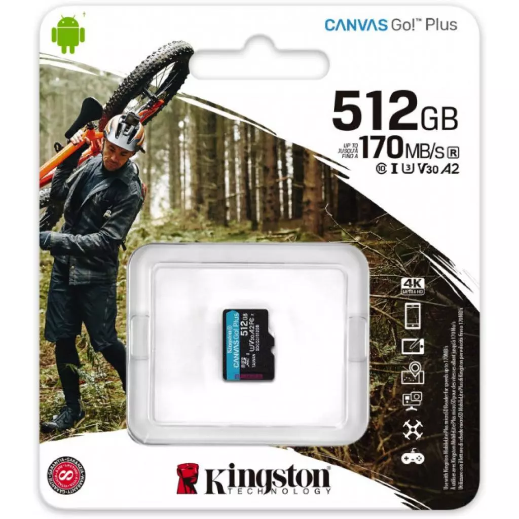Карта памяти Kingston 512GB microSDXC class 10 UHS-I/U3 Canvas Go Plus (SDCG3/512GBSP) - 5 Карта памяти Kingston 512GB microSDXC class 10 UHS-I/U3 Canvas Go Plus (SDCG3/512GBSP) - 5
