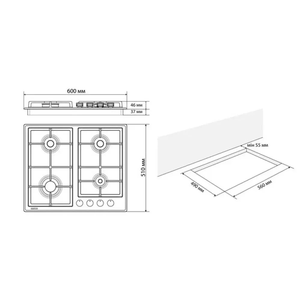 Варочная поверхность Eleyus SILVA 60 BL+RB CF - 8 Варочная поверхность Eleyus SILVA 60 BL+RB CF - 8