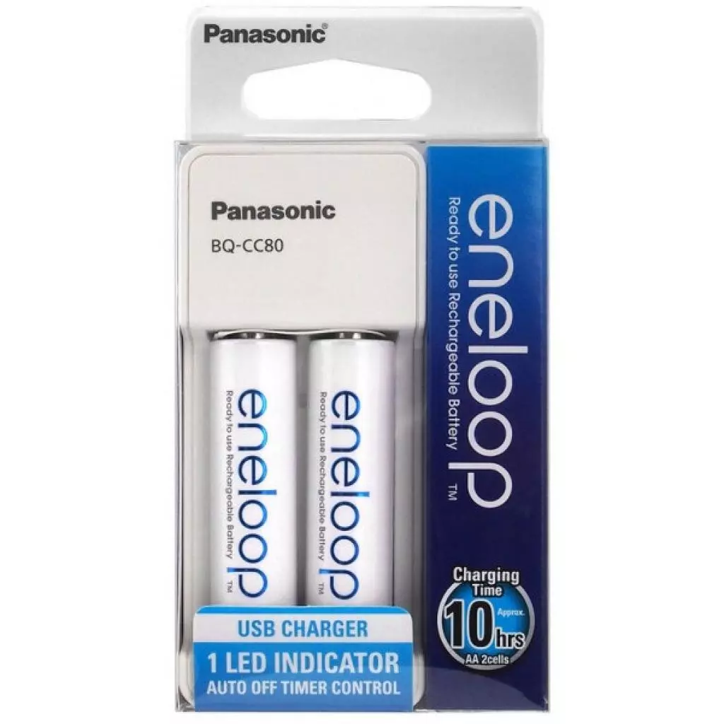 Зарядное устройство для аккумуляторов Panasonic Compact Charger USB +Eneloop 2*AA 1900 mAh NI-MH (K-KJ80MCC20USB) - 3 Зарядное устройство для аккумуляторов Panasonic Compact Charger USB +Eneloop 2*AA 1900 mAh NI-MH (K-KJ80MCC20USB) - 3