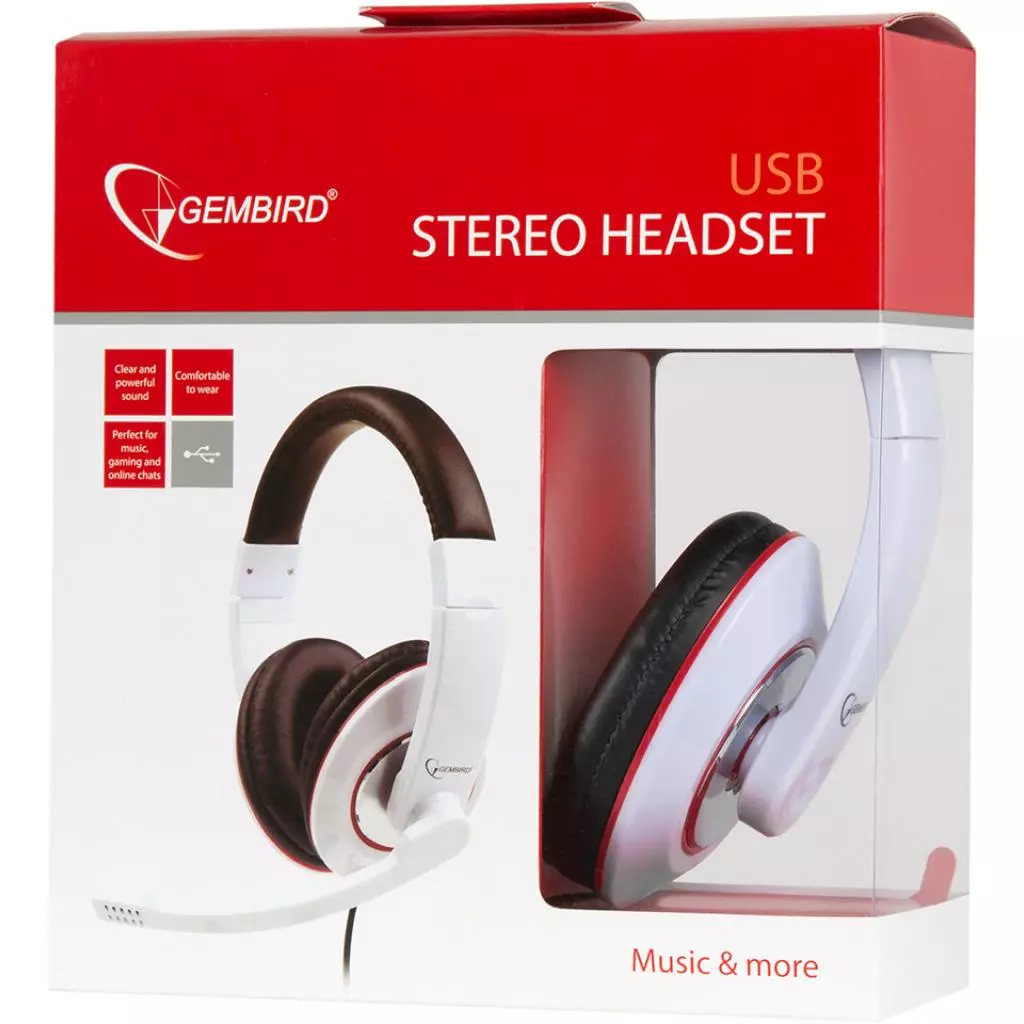 Наушники Gembird MHS-U-001 White USB (MHS-U-001-GW) - 5 Наушники Gembird MHS-U-001 White USB (MHS-U-001-GW) - 5