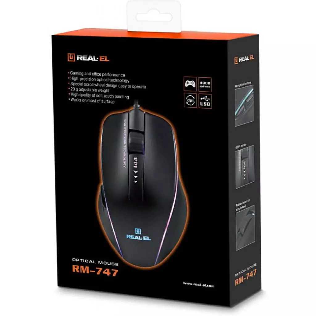 Мышка REAL-EL RM-747 Black - 6 Мышка REAL-EL RM-747 Black - 6