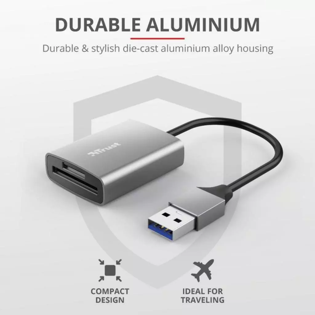 Считыватель флеш-карт Trust DALYX FAST USB 3.2 ALUMINIUM (24135_TRUST) - 7 Считыватель флеш-карт Trust DALYX FAST USB 3.2 ALUMINIUM (24135_TRUST) - 7