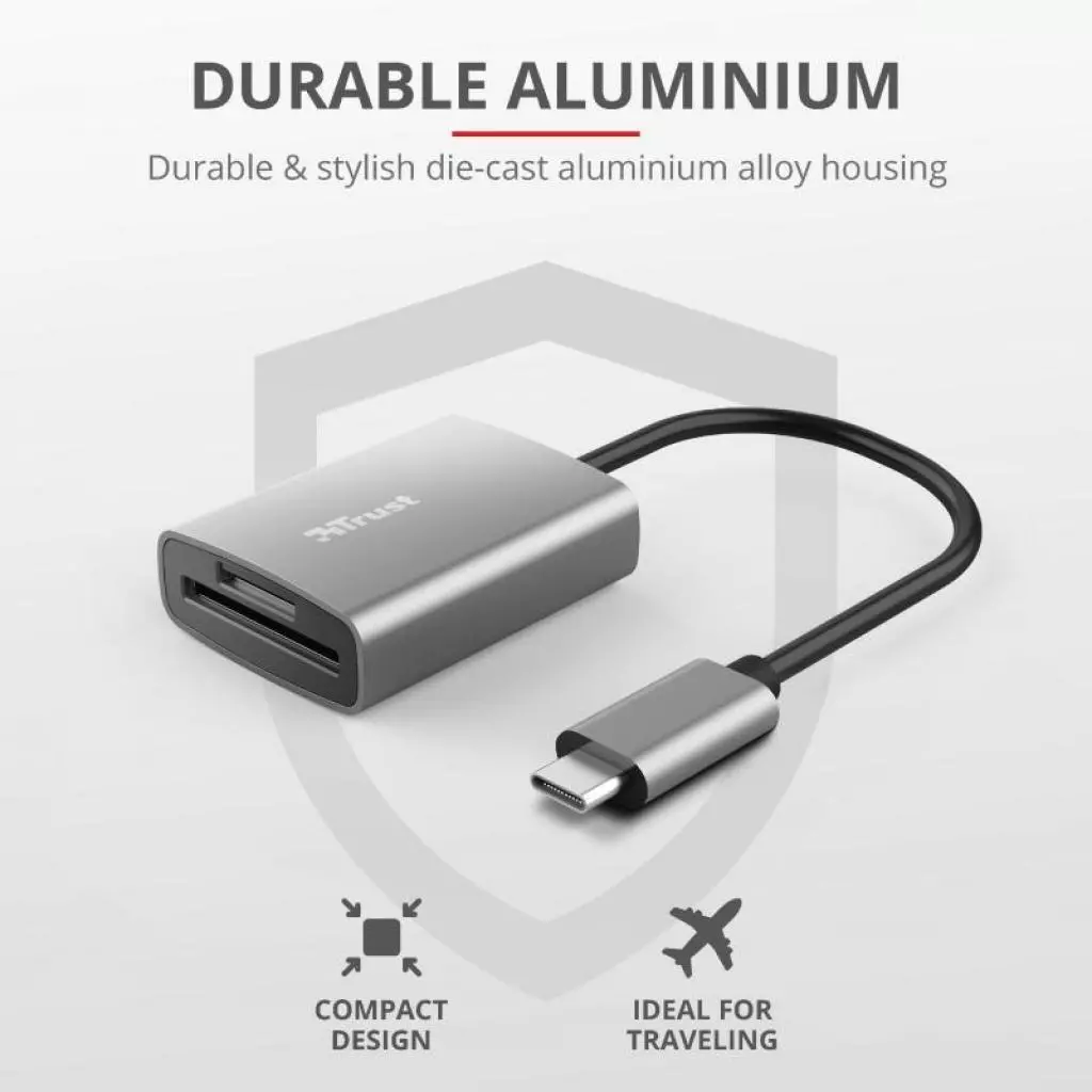Считыватель флеш-карт Trust DALYX FAST USB-C ALUMINIUM (24136_TRUST) - 7 Считыватель флеш-карт Trust DALYX FAST USB-C ALUMINIUM (24136_TRUST) - 7