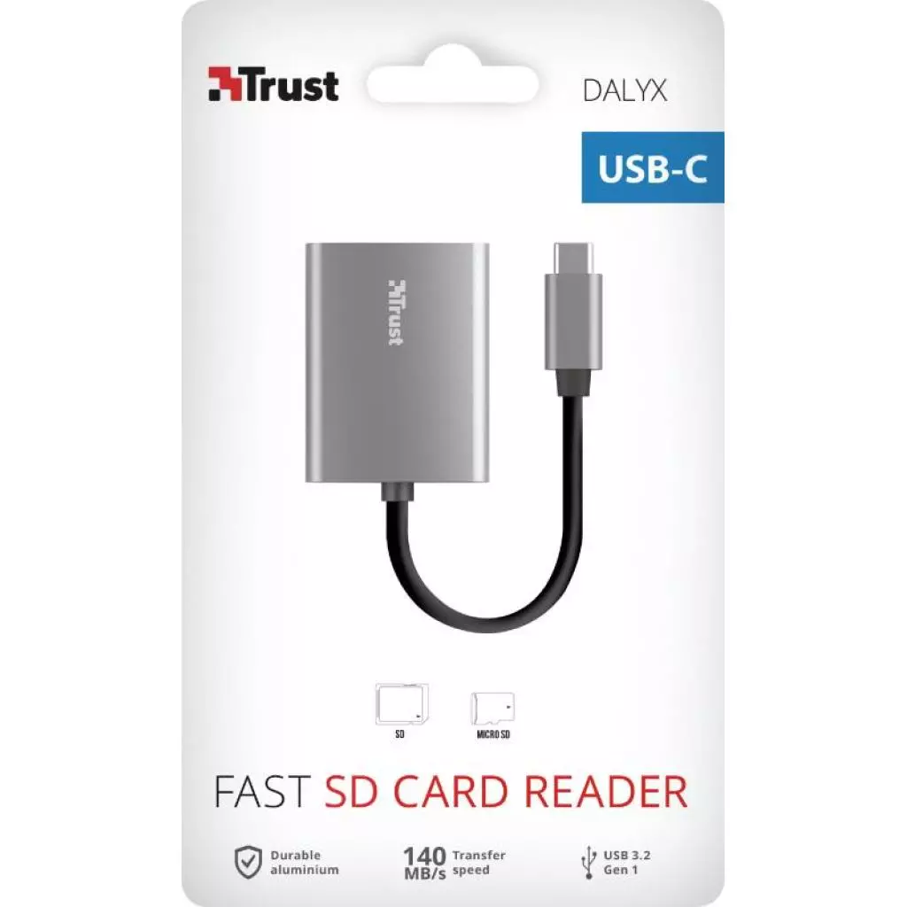 Считыватель флеш-карт Trust DALYX FAST USB-C ALUMINIUM (24136_TRUST) - 9 Считыватель флеш-карт Trust DALYX FAST USB-C ALUMINIUM (24136_TRUST) - 9