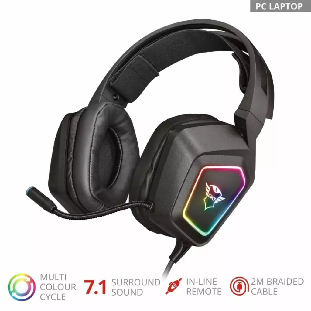 Наушники Trust GXT 450 Blizz RGB 7.1 Surround Gaming Headset RGB BLACK (23191) - 7