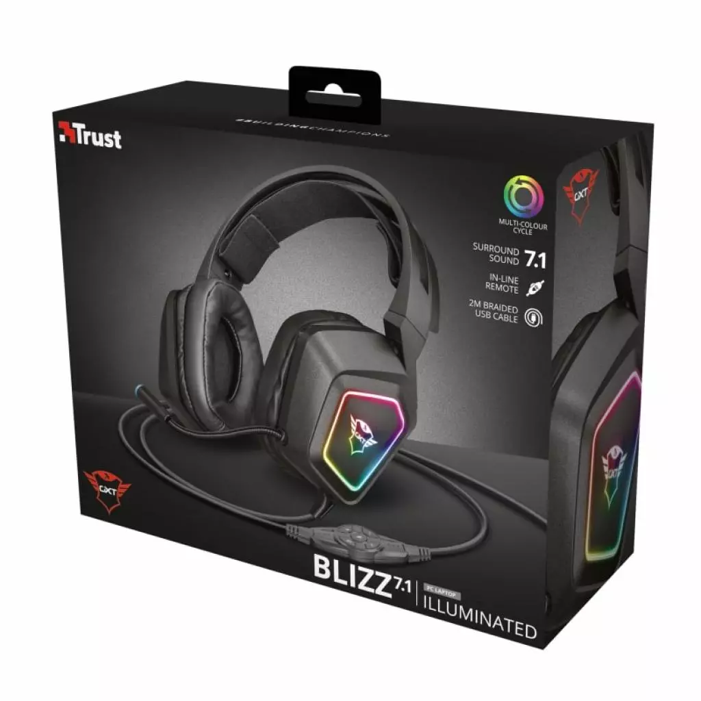 Наушники Trust GXT 450 Blizz RGB 7.1 Surround Gaming Headset RGB BLACK (23191) - 8
