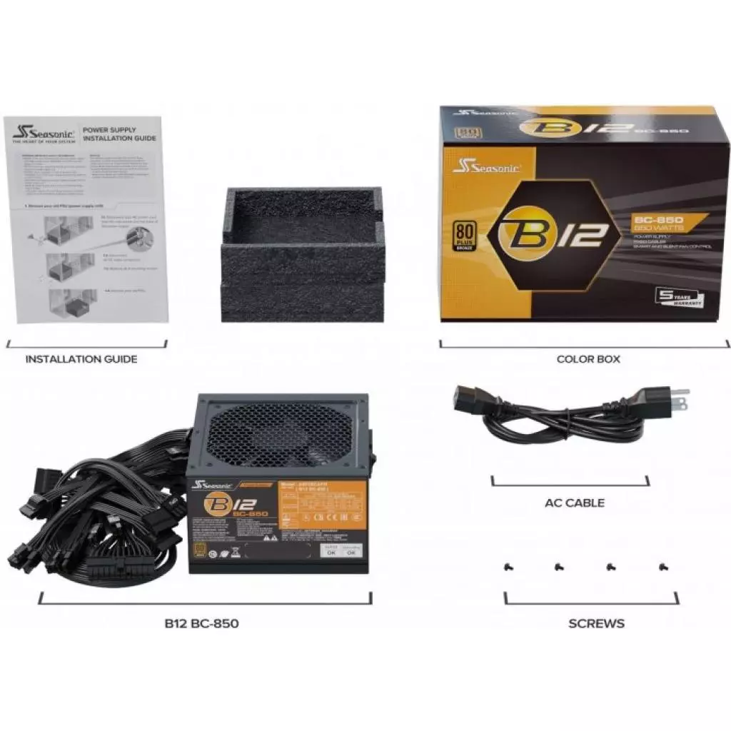 Блок питания Seasonic 850W B12 Bronze (A851BCAFH) - 4 Блок питания Seasonic 850W B12 Bronze (A851BCAFH) - 4