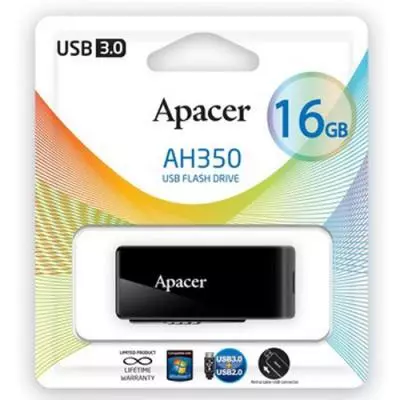 USB флеш накопитель Apacer 16GB AH350 Black RP USB3.0 (AP16GAH350B-1) - 4 USB флеш накопитель Apacer 16GB AH350 Black RP USB3.0 (AP16GAH350B-1) - 4