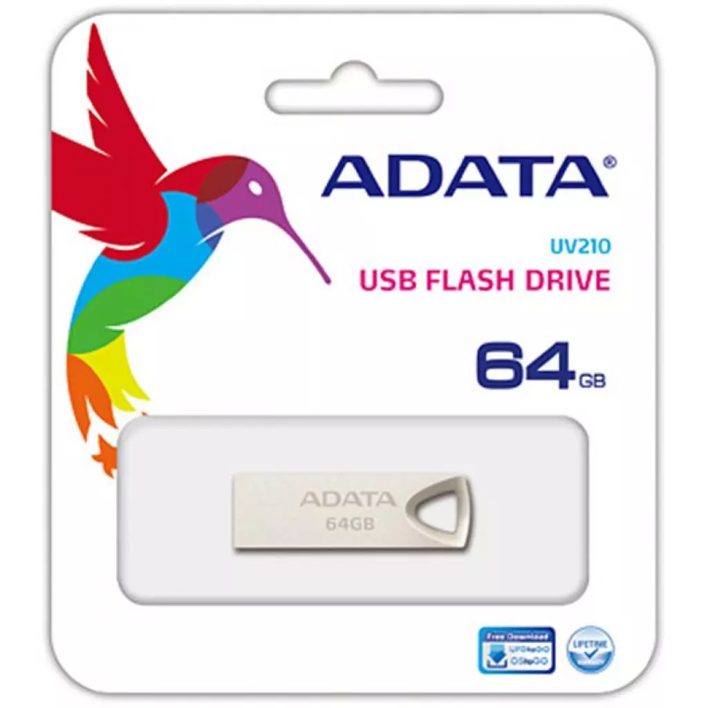 USB флеш накопитель ADATA 64GB UV210 Metal Silver USB 2.0 (AUV210-64G-RGD) - 2 USB флеш накопитель ADATA 64GB UV210 Metal Silver USB 2.0 (AUV210-64G-RGD) - 2