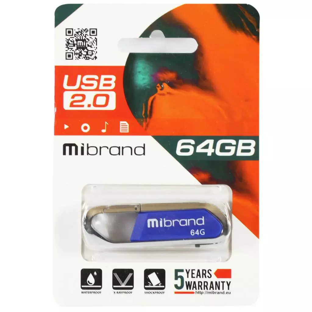USB флеш накопитель Mibrand 64GB Aligator Blue USB 2.0 (MI2.0/AL64U7U) - 1 USB флеш накопитель Mibrand 64GB Aligator Blue USB 2.0 (MI2.0/AL64U7U) - 1