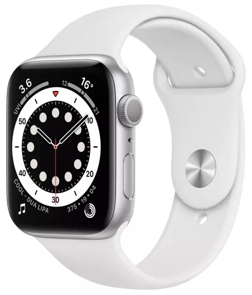 Apple Watch Series 6 44mm (GPS) Silver Aluminum Case with White Sport Band (M00D3) - 1