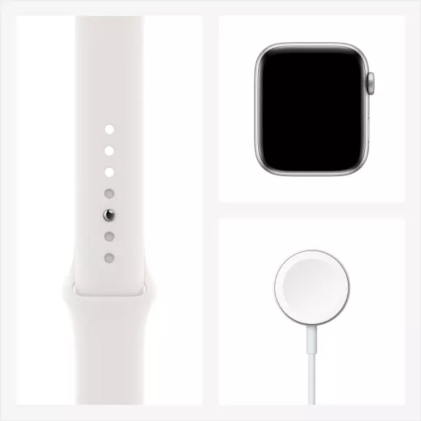Apple Watch Series 6 44mm (GPS) Silver Aluminum Case with White Sport Band (M00D3) - 9