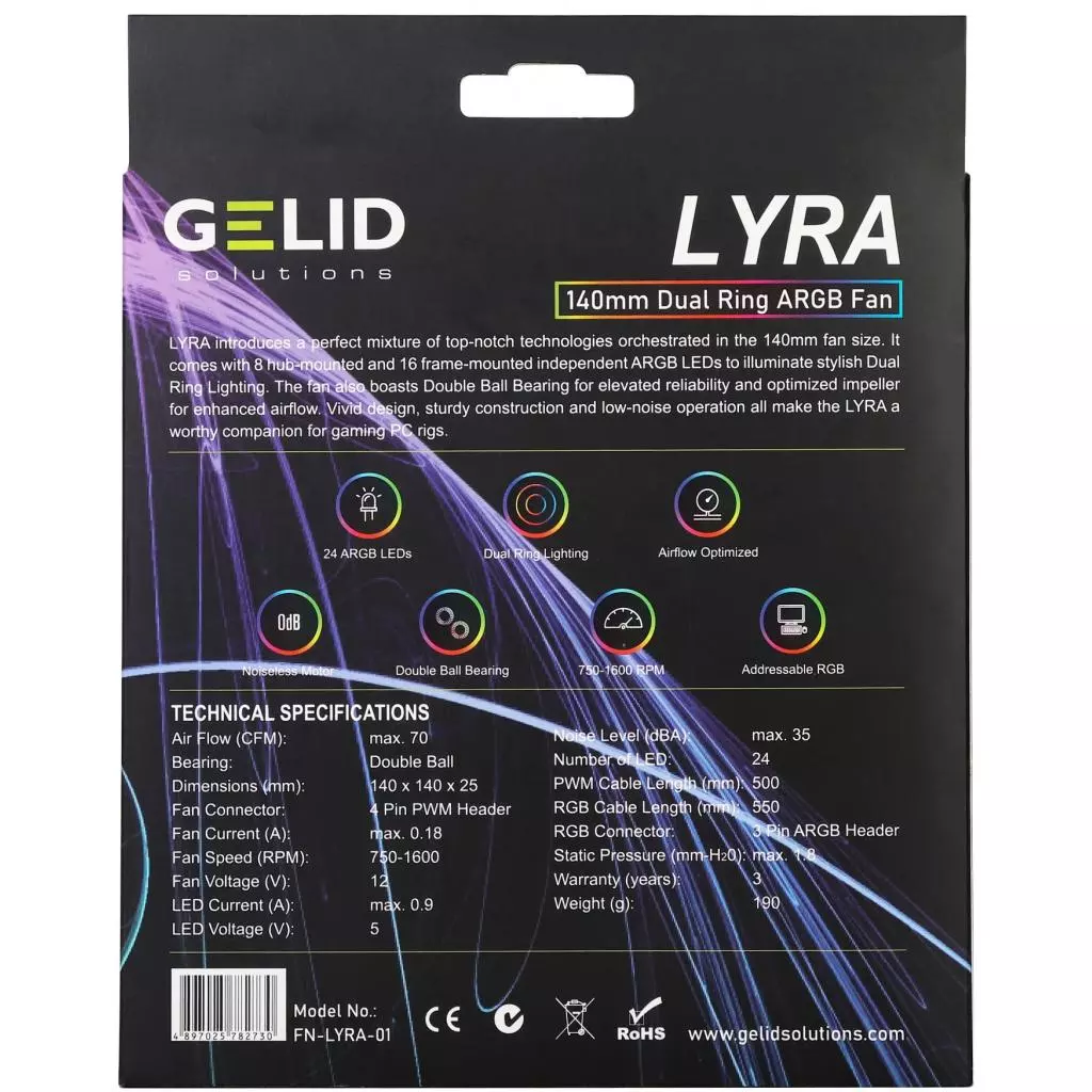 Кулер для корпуса Gelid Solutions Lyra ARGB 140mm (LYRA ARGB FAN) - 3