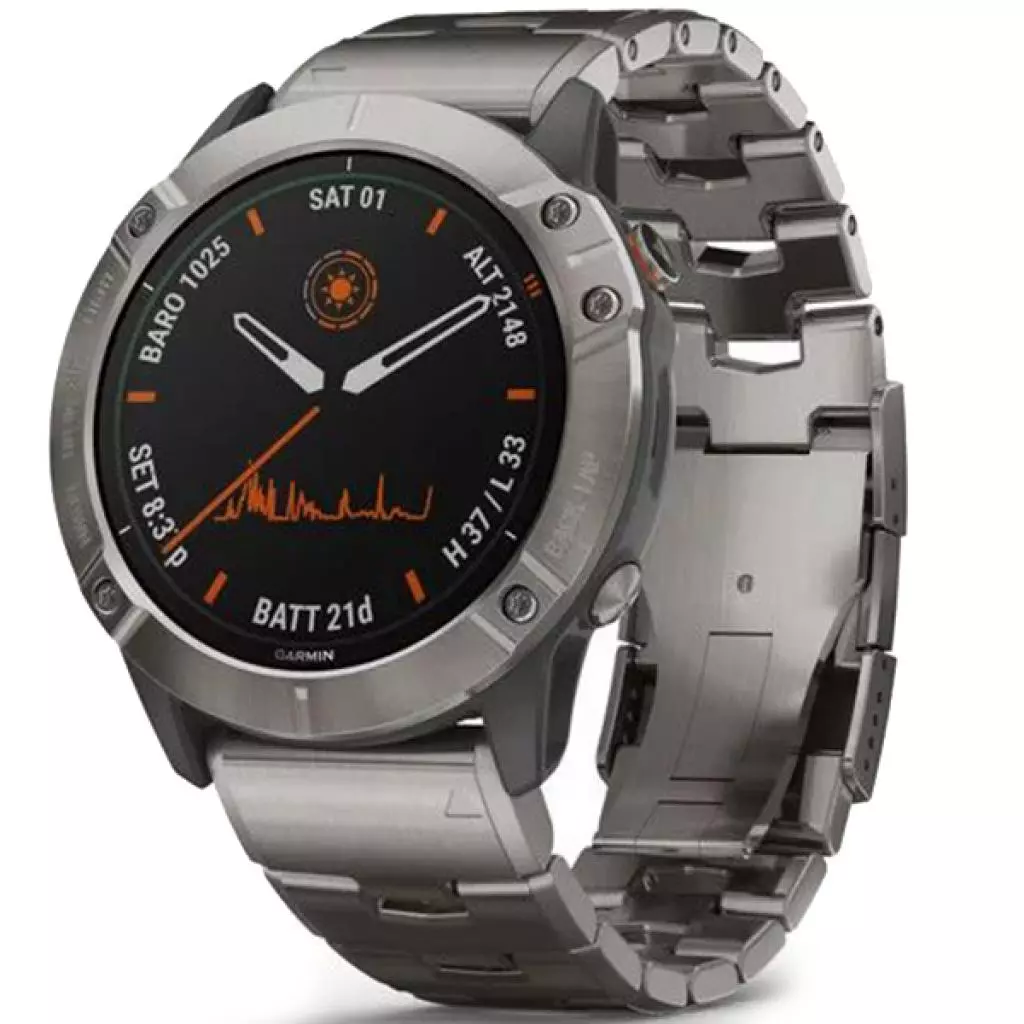 Смарт-часы Garmin fenix 6X Pro Solar, Titanium with vented titanium bracelet (010-02157-24)
