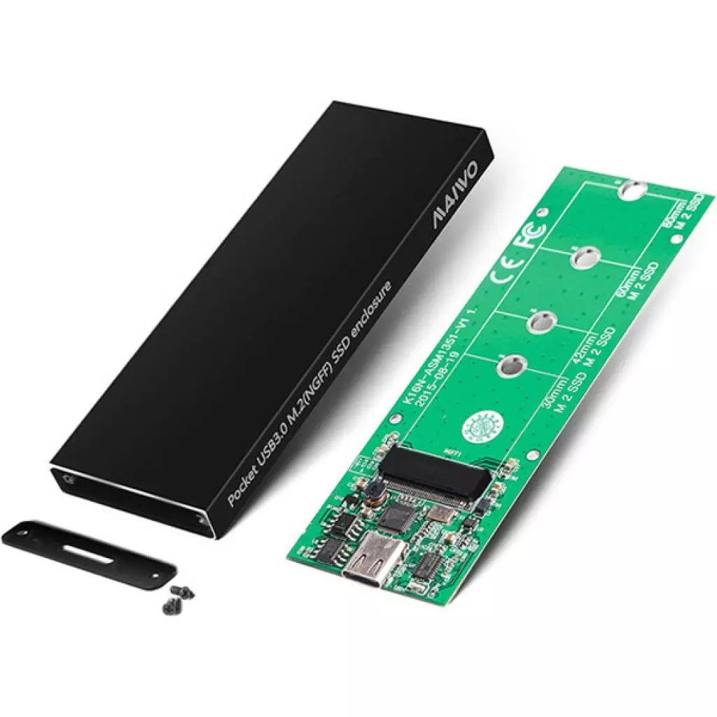 Карман внешний Maiwo M.2 SSD (NGFF) SATA USB3.1 GEN2 Type-C al. (K16NC black) - 2 Карман внешний Maiwo M.2 SSD (NGFF) SATA USB3.1 GEN2 Type-C al. (K16NC black) - 2