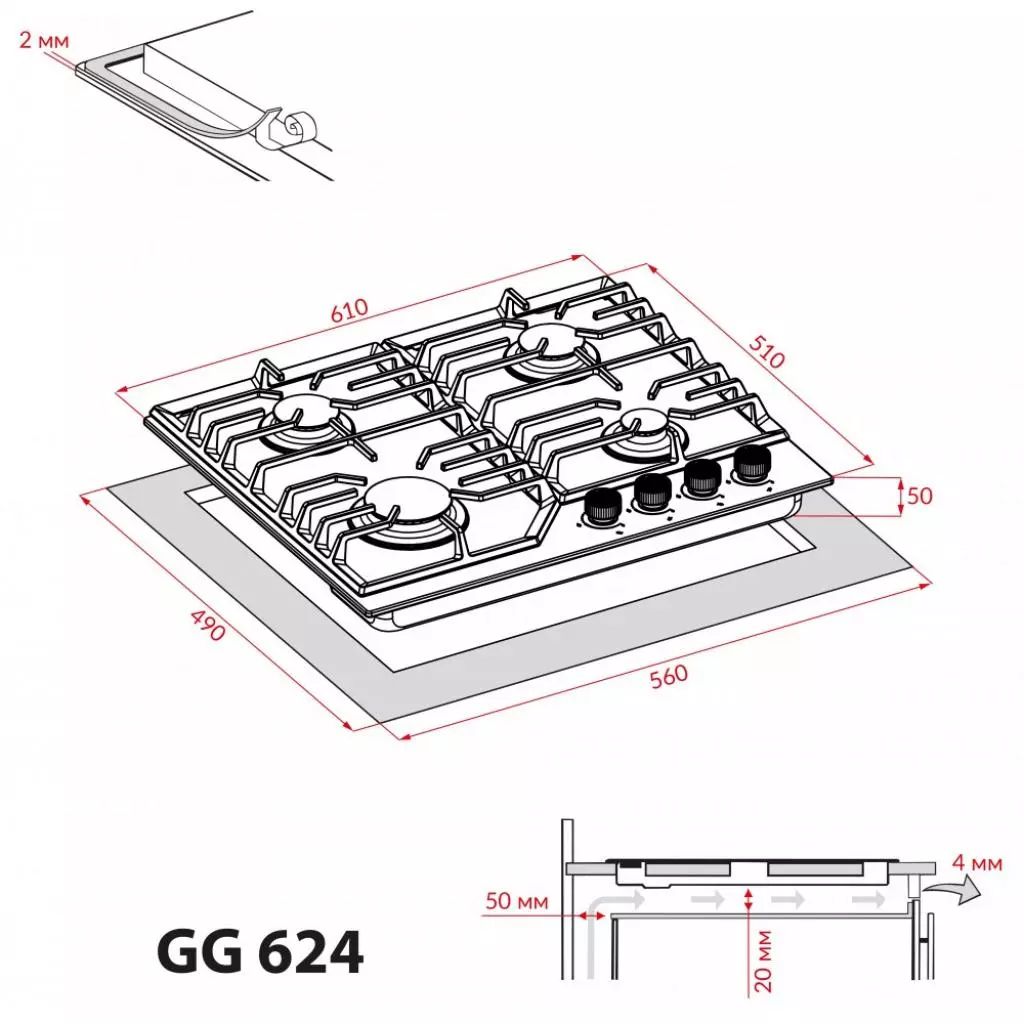 Варочная поверхность Weilor GG 624 WH - 3 Варочная поверхность Weilor GG 624 WH - 3