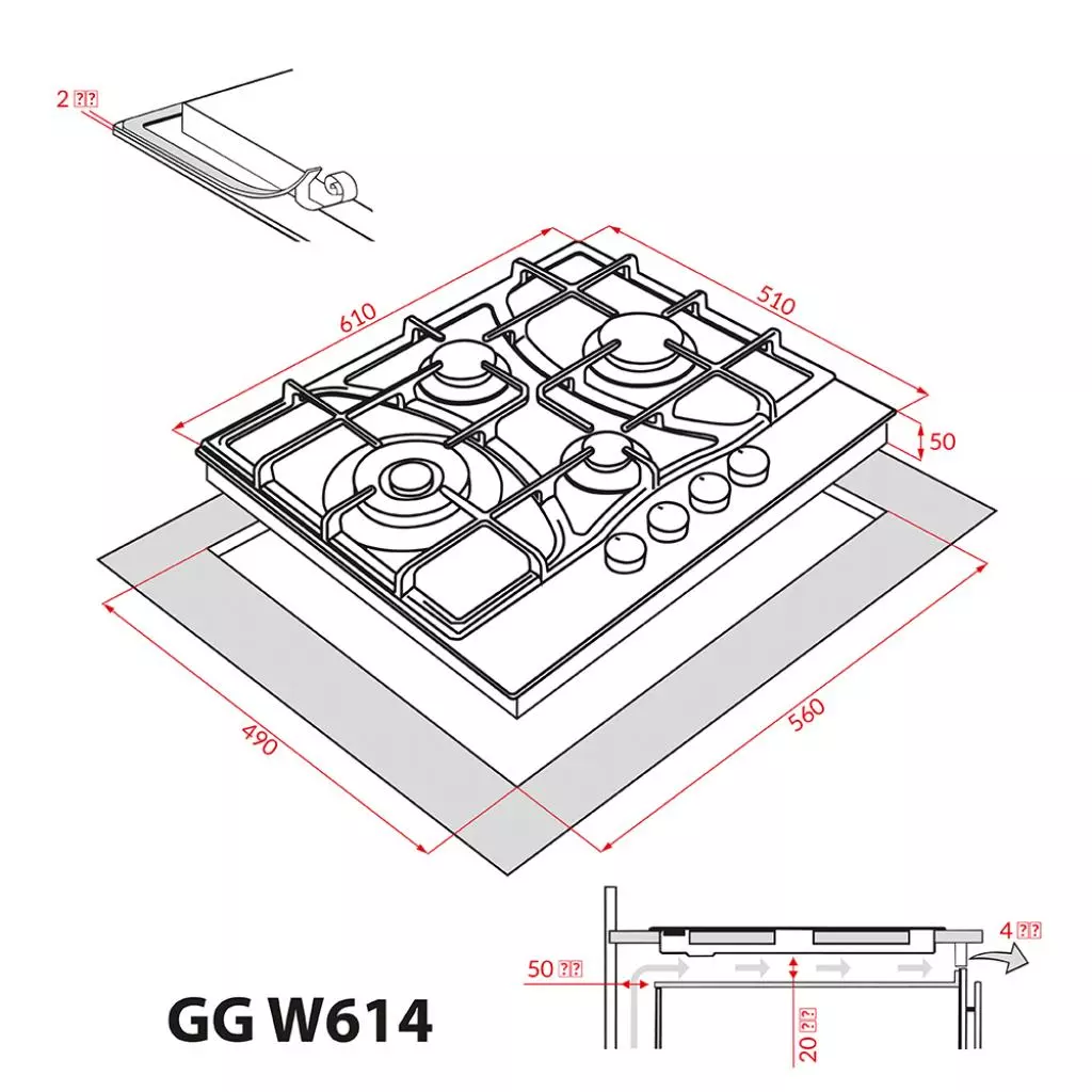 Варочная поверхность Weilor GG W 614 WH - 3 Варочная поверхность Weilor GG W 614 WH - 3
