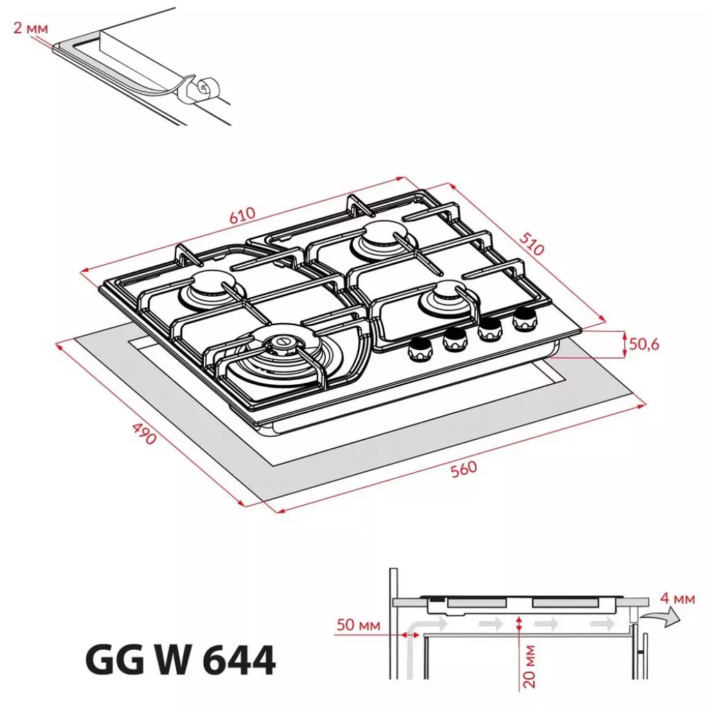 Варочная поверхность Weilor GG W 644 WH - 10 Варочная поверхность Weilor GG W 644 WH - 10