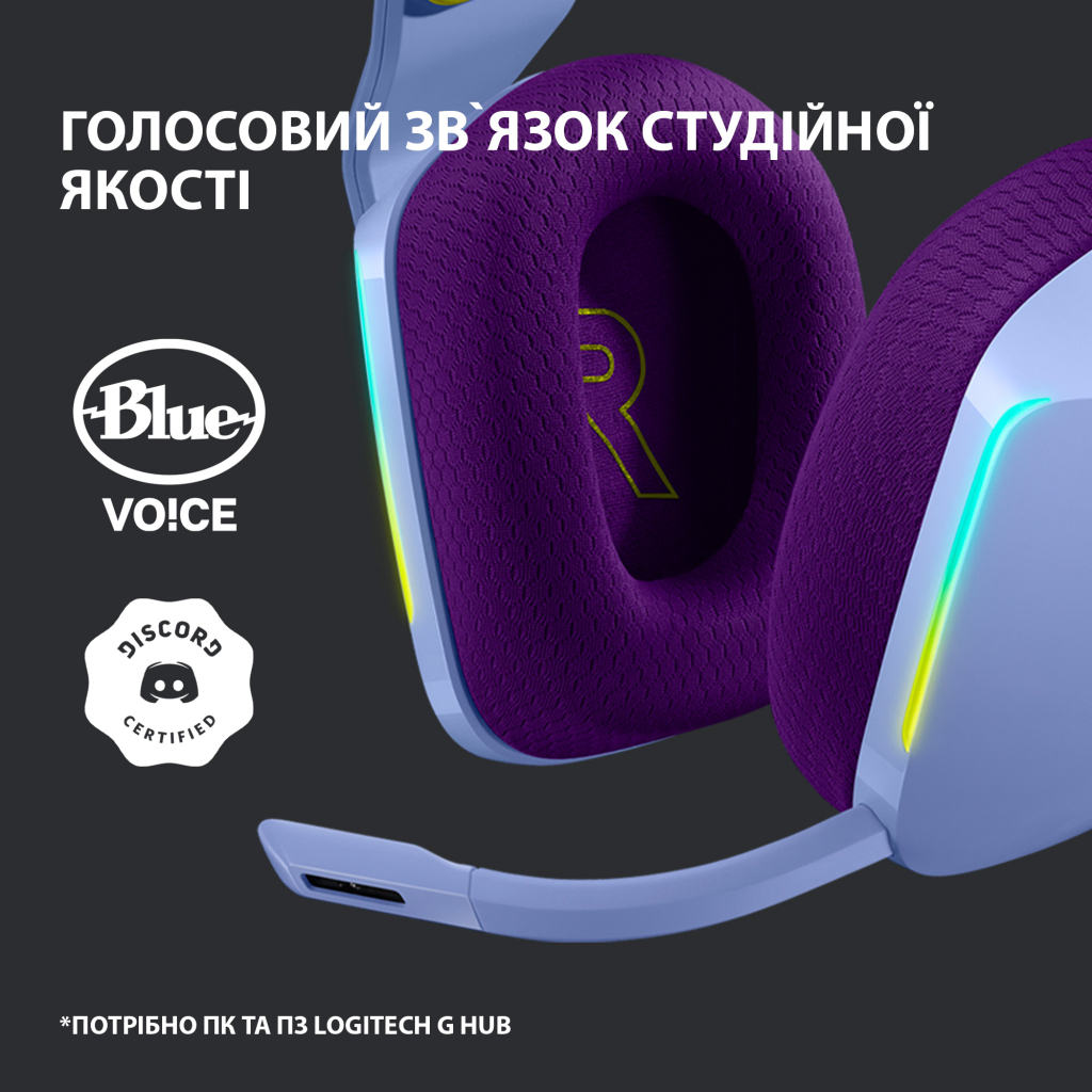 Наушники Logitech G733 Lightspeed Wireless RGB Gaming Headset Lilac (981-000890) - 8