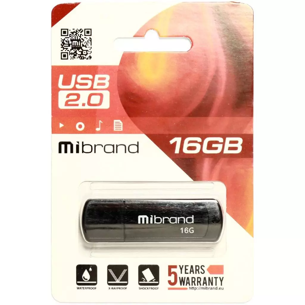 USB флеш накопитель Mibrand 16GB Grizzly Black USB 2.0 (MI2.0/GR16P3B) - 1