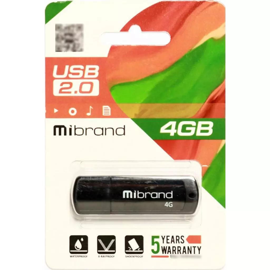 USB флеш накопитель Mibrand 32GB Grizzly Black USB 2.0 (MI2.0/GR32P3B) - 1