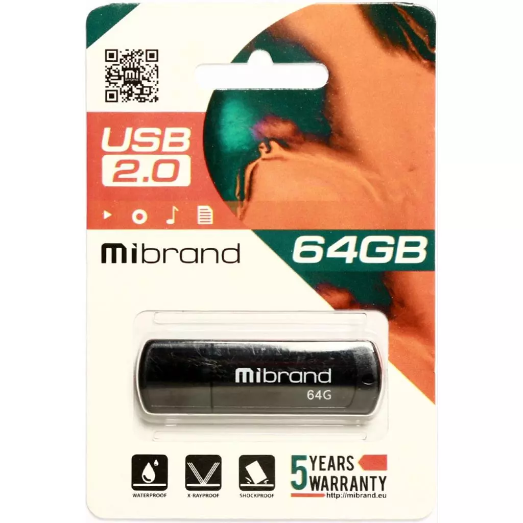USB флеш накопитель Mibrand 64GB Grizzly Black USB 2.0 (MI2.0/GR64P3B) - 1 USB флеш накопитель Mibrand 64GB Grizzly Black USB 2.0 (MI2.0/GR64P3B) - 1