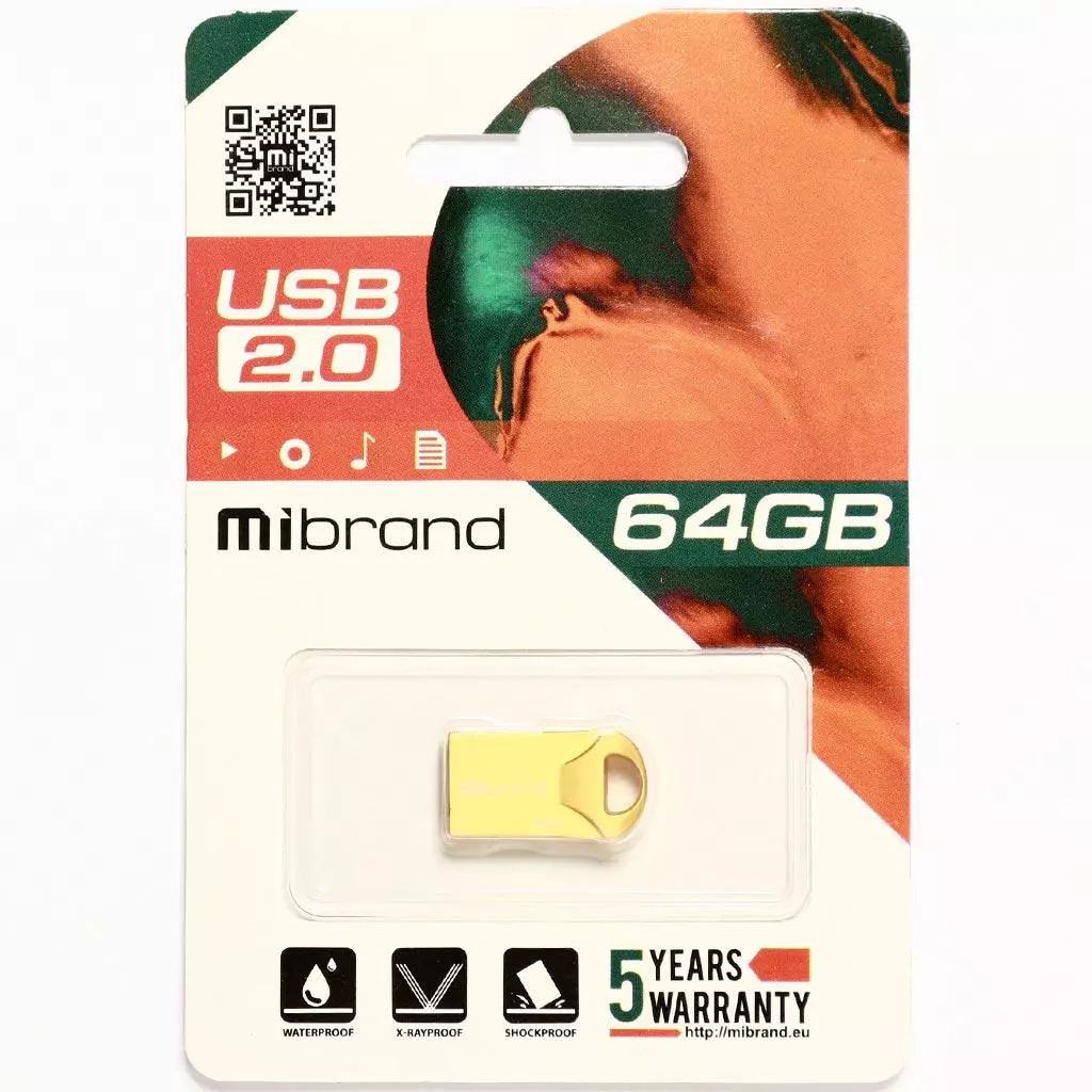USB флеш накопитель Mibrand 64GB Hawk Gold USB 2.0 (MI2.0/HA64M1G) - 1 USB флеш накопитель Mibrand 64GB Hawk Gold USB 2.0 (MI2.0/HA64M1G) - 1