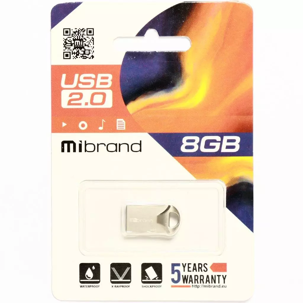 USB флеш накопитель Mibrand 8GB Hawk Silver USB 2.0 (MI2.0/HA8M1S) - 1 USB флеш накопитель Mibrand 8GB Hawk Silver USB 2.0 (MI2.0/HA8M1S) - 1