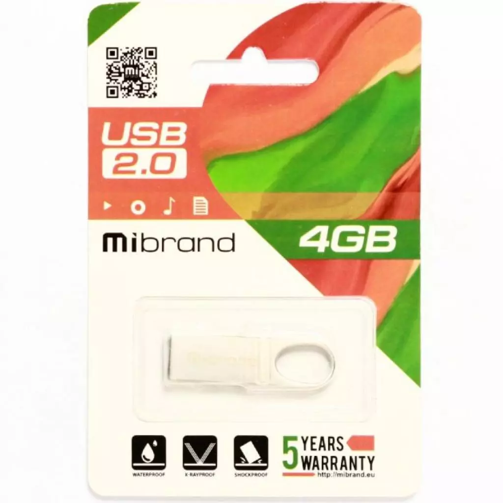 USB флеш накопитель Mibrand 4GB Irbis Silver USB 2.0 (MI2.0/IR4U3S) - 1 USB флеш накопитель Mibrand 4GB Irbis Silver USB 2.0 (MI2.0/IR4U3S) - 1