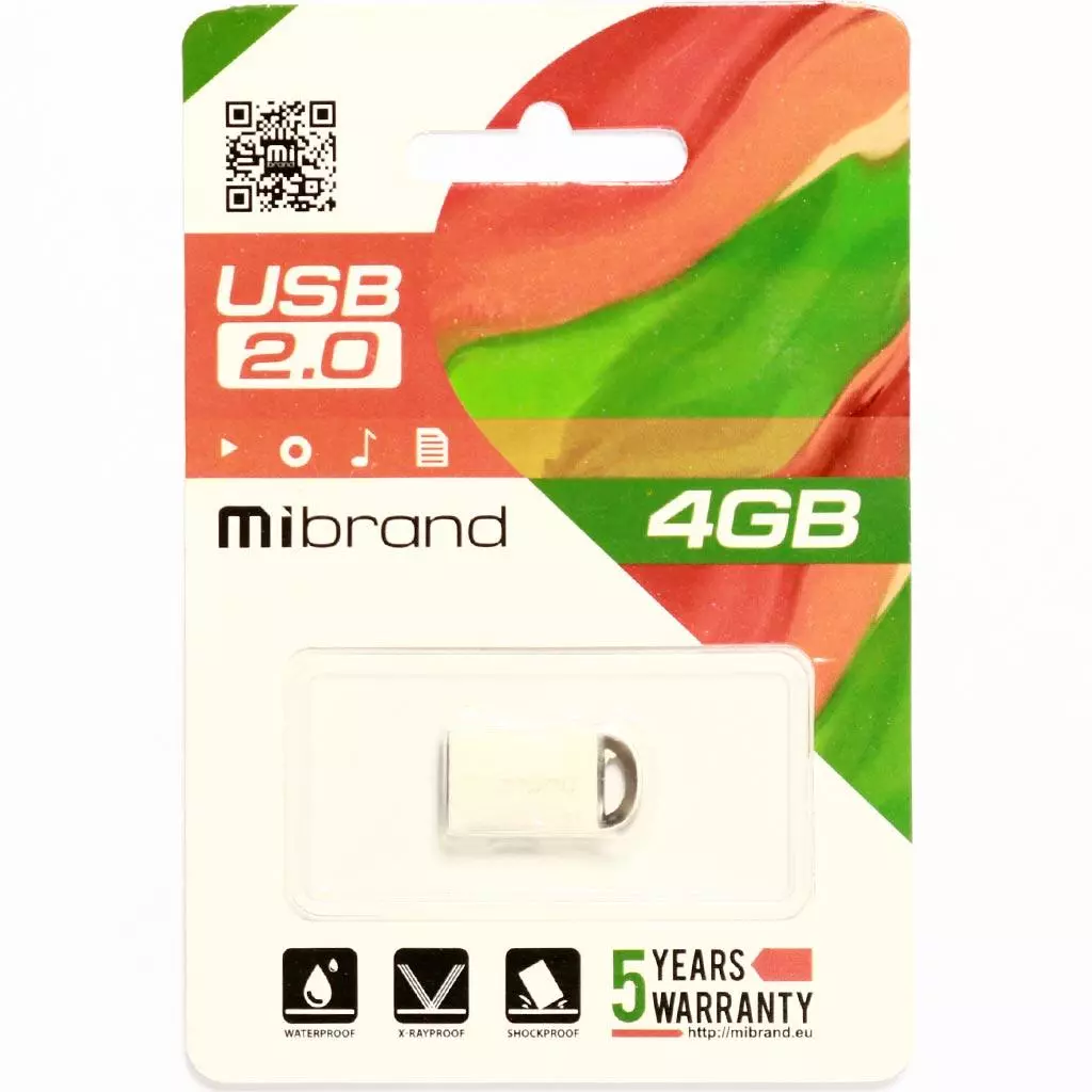 USB флеш накопитель Mibrand 4GB lynx Silver USB 2.0 (MI2.0/LY4M2S) - 1