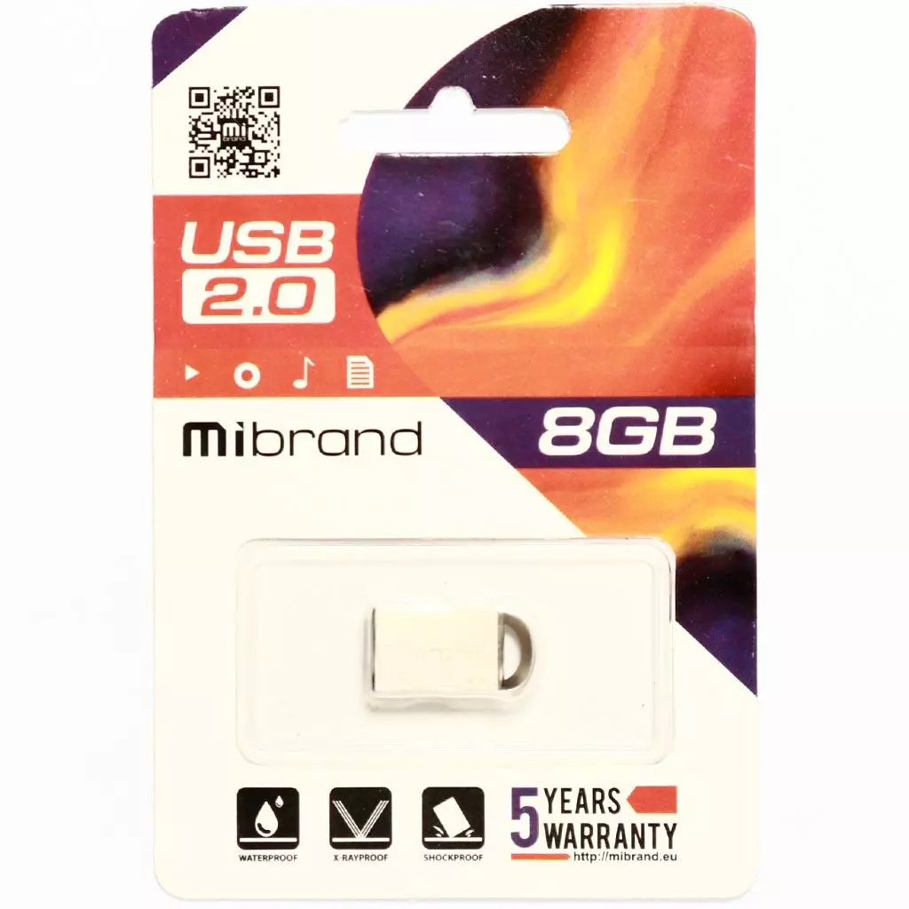 USB флеш накопитель Mibrand 8GB lynx Silver USB 2.0 (MI2.0/LY8M2S) - 1
