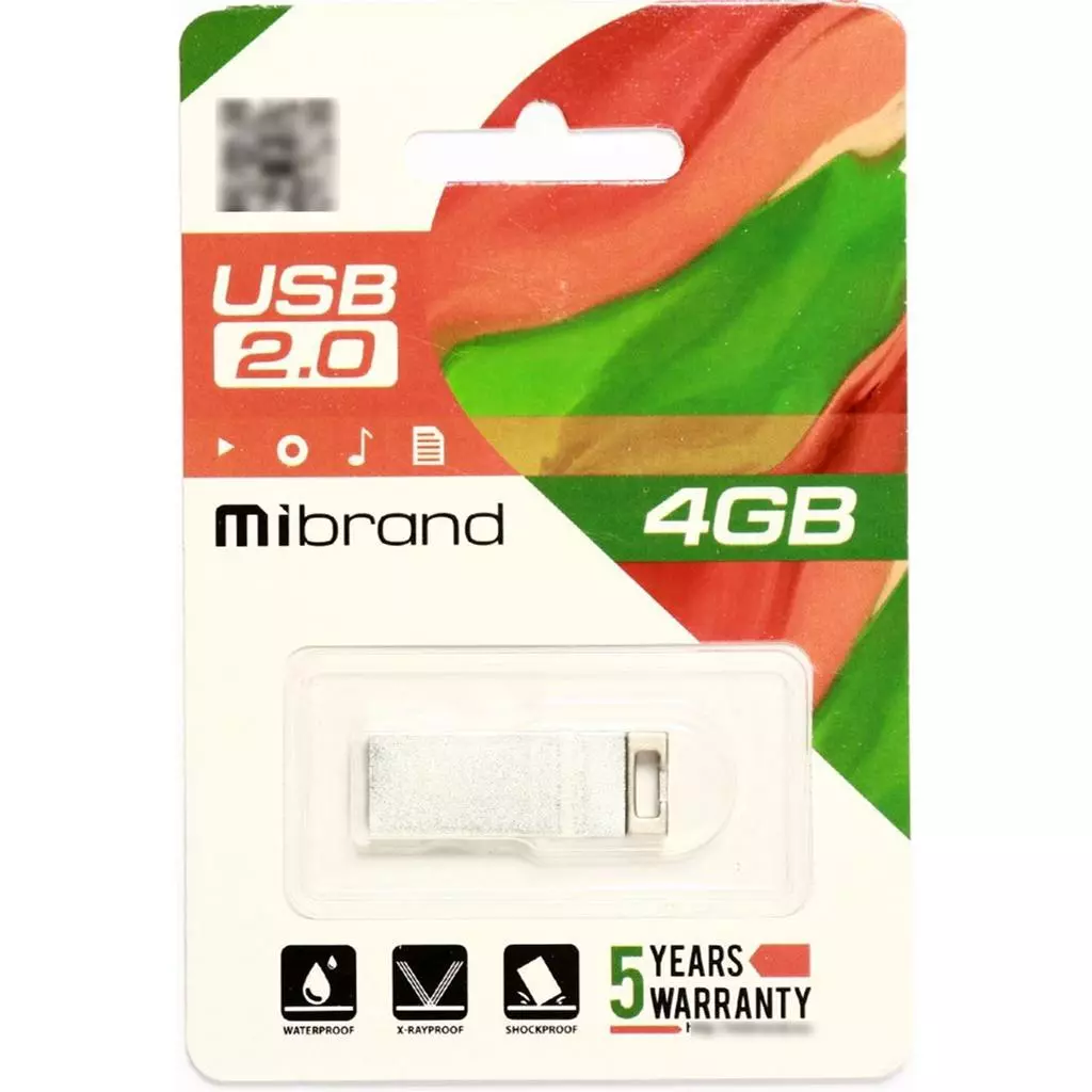USB флеш накопитель Mibrand 4GB Сhameleon Silver USB 2.0 (MI2.0/CH4U6S) - 1 USB флеш накопитель Mibrand 4GB Сhameleon Silver USB 2.0 (MI2.0/CH4U6S) - 1