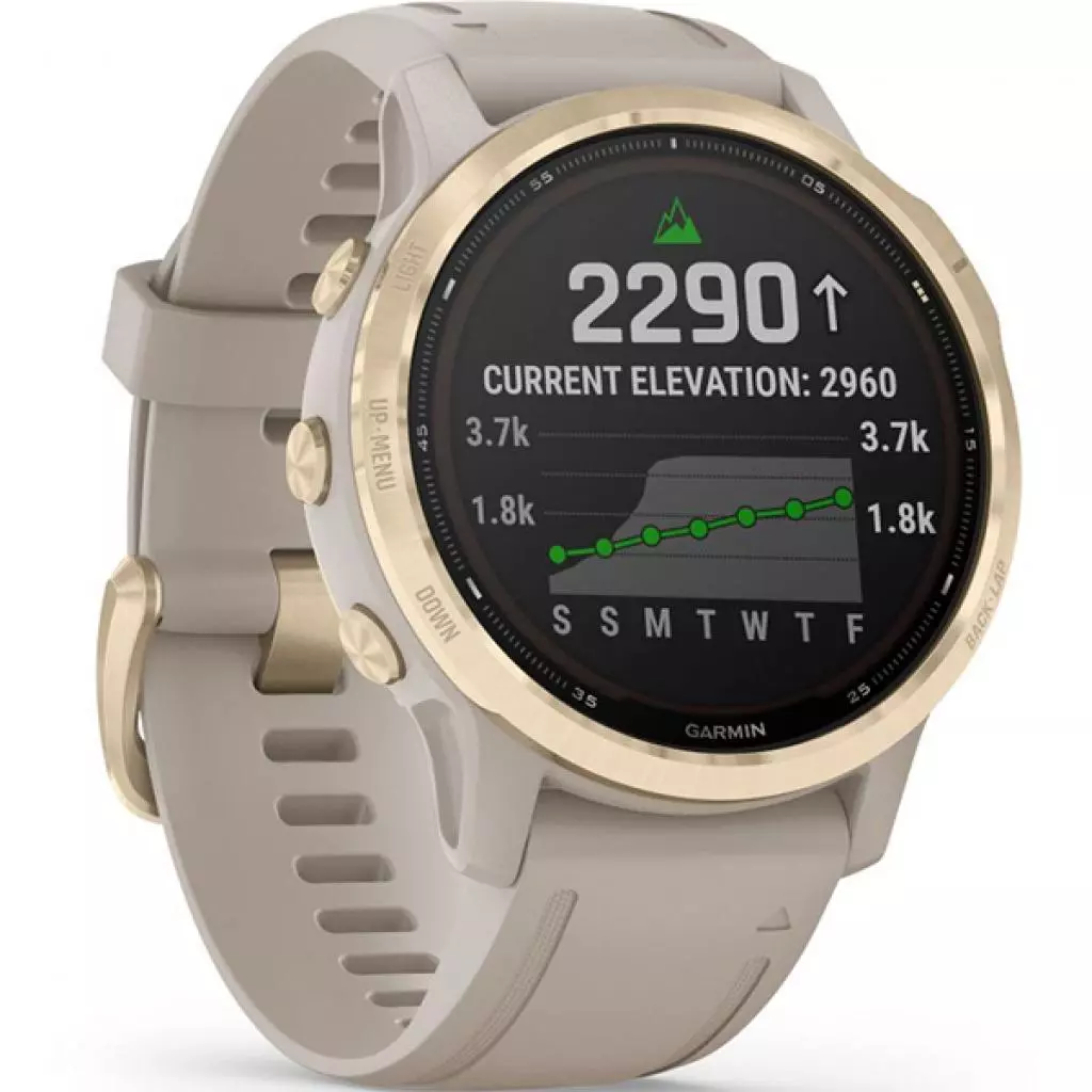 Смарт-часы Garmin fenix 6S Pro Solar, Light Gold with Light Sand Band, GPS nav (010-02409-11) - 2